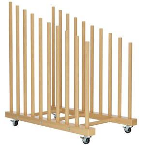 캐스터 휠이 있는 에벨스토르 아트 보관 랙, 프레임 및 드로잉 보드용 9 섹션 나무 캔버스 보관, 인쇄물, 스튜디오, 갤러리, 미술 전시용 종이 패드