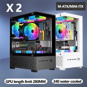 X2 컴퓨터 케이스 지원 측면 수냉 데스크탑 240 ITX ATX 미니 섀시 투명 씨뷰룸 쿨러