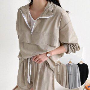 남녀공용상의단품 어스 아노락 긴팔 3color 반집업 스트링 바람막이