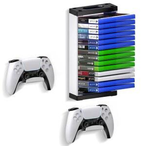 나르고스 비디오 게임 홀더 월 마운트, PS5, PS4, Xbox One, Series X/S 케이스, 정리함 액세서리(컨트롤러 2개 포함)용 액세서리 보관함