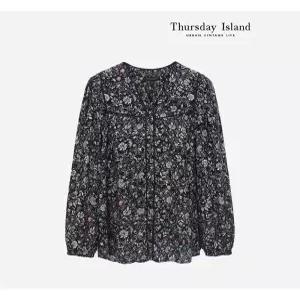 [Thursday Island] 솔리드 트리밍 패턴 블라우스(T236MBL135W)