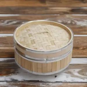 대나무 만두채반 1호 세트 (구성1 본체+뚜껑) 찜기 만두 찜 나무 원형 채반 업소용