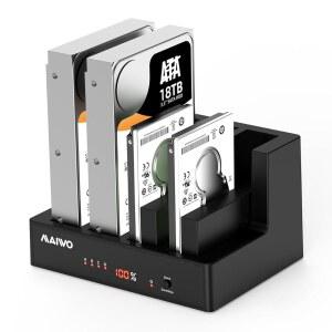 오프라인 클로닝이 가능한 MAIWO 4 Bay 하드 드라이브 도킹 스테이션, 2.5인치 3.5인치 SATA SSD HDD(LED 표시기 ), 96TB , USB3.0/eSATA 포트 연결 가능