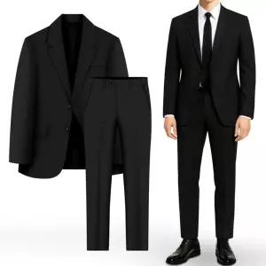 남성 정장 세트 슬림핏 스판 블랙 봄 가을 캐주얼 남자 세미정장 수트 마이 자켓 바지 셋업 빅사이즈