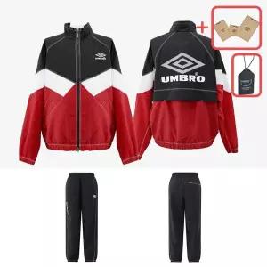 [엄브로]경량 바람막이 아노락 자켓 크리스피 타슬란 긴팔 세트 남성 여성 블랙 [백화점판]