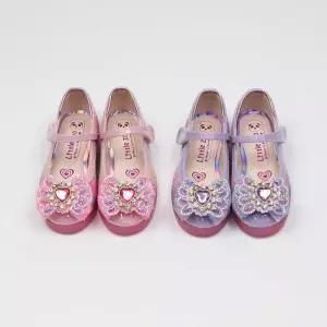 국산 레인보우 여아구두 하트큐빅 LED플랫슈즈