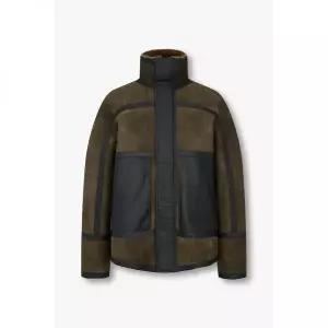 [폴스미스]PAUL SMITH 하이넥 레더 패치 스웨이드 자켓_다크 카키 5734309102