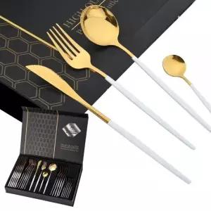 포크 화이트골드 고급 스텐 커트러리 24P 선물세트 양식기 스푼