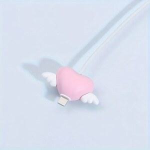 3D 사랑 심장 케이블 보호대 만화 충전기 와인더 주최자 iPhone 용 귀여운 데이터 라인 코드 보호 커버