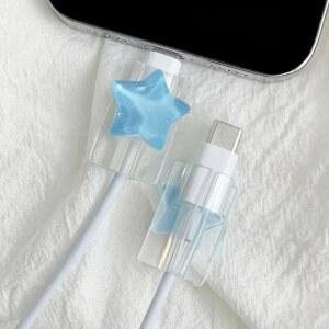 한국 교체 가능한 귀여운 3D 오션 스타 충전기 보호대 TypeC 케이블 라인 주최자 iPhone 용 보호 커버