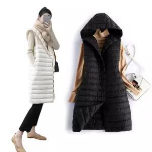 롱 후드 패딩 조끼 여성 경량 겨울 빅사이즈 하이넥 베스트