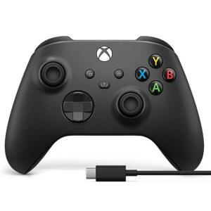 Xbox 무선 게임 컨트롤러 + USB-C 케이블(2025) u2013 카본 블랙 u2013 플레이, Xbox, Windows, Android, iOS, FireTV Sticks, 스마트 TV, VR 헤드셋 사용 가능