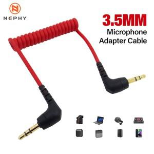 로데 SC2용 3.5mm TRS 남성 마이크 케이블 남성-남성 스프링 코일형 직각 코드 연결 카메라 폰