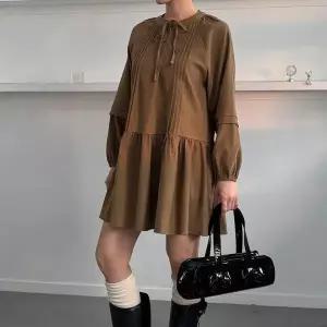 [하프클럽/]여자 러블리 하객룩 리본넥 핀턱 나그랑 미니원피스