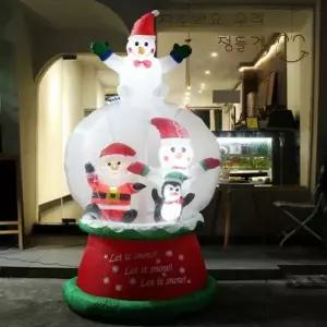 ( )크리스마스 인테리어 200cm LED 에어벌룬 대형 스노우볼 산타