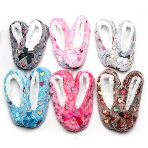 하트 양털 덧버선 (덧신 털실내화 겨울 슬리퍼 털신 기모 보온 방한용품 거실화 여성용 리본)