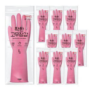[롯데이라이프]롯데 e-life 고무장갑 NEW 핑크 (대) 10개입