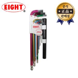 에이트 볼렌치세트 TLC-S9NP 9pcs 칼라 파이프포함 롱타입 일본산 mm타입 볼렌치 육각렌치 렌치세트