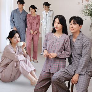 2023 신상 순면 홈웨어 신혼부부 기모 실내복 파자마 세트 커플잠옷