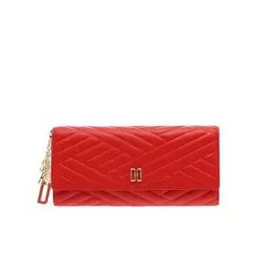 [닥스](강남점)DCWA0E261 [CARLISLE]레드 칼라일 엠보 가죽 골드DD 3단 장지갑