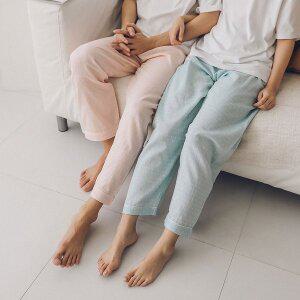 [버블돌]노바 십자스티치 이중요루면 남여공용 커플잠옷 파자마바지