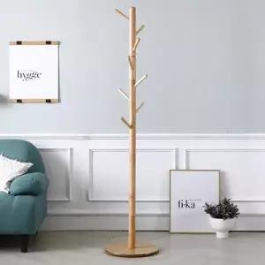 /하이목스 원목스탠드옷걸이(회전 원형받침-내추럴)