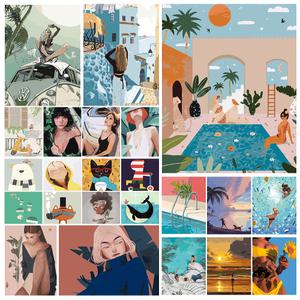 [YURA] DIY 일러스트 풍경 유화 그리기 세트 캔버스 페인팅