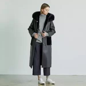 [라벨르]라벨르by신영모피 나파 폭스후드 리버시블 무스탕_블랙