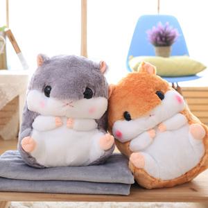 오리지널 볼빨간 햄스터 2in1 쿠션 극세사 무릎 담요 햄찌 인형 블랭킷