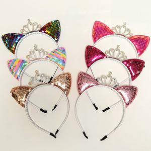 유아동 어린이 스팽클 고양이 왕관 헤어밴드 , 아띠랑스액세서리
