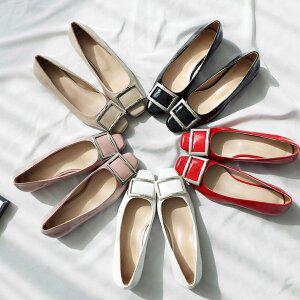 [바닐라슈] 플레사 소프트애나멜 스퀘어장식 플랫슈즈(2cm)