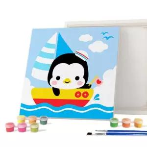 아트박스 아이러브페인팅 DIY캔버스형 그림그리기 20x20cm 바다_배타는펭귄