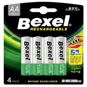 벡셀 충전지 니켈 수소건전지 AA 4입(2000mAh)