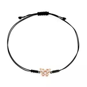 [비앤비골드] 14K/18K 나비 큐빅 실크끈 블랙 실팔찌 PNB35759