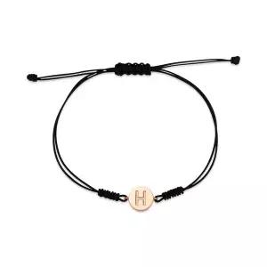 [비앤비골드] 14K/18K 원형 H 실크끈 블랙 실팔찌 PNB35768