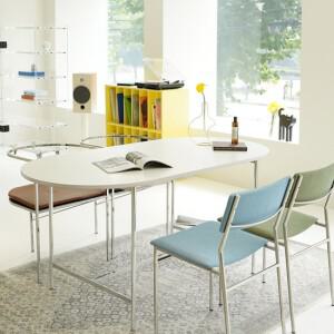 펜슬하우스 페니 미드센추리모던 화이트 타원형 식탁 스틸 라운드 테이블 1400