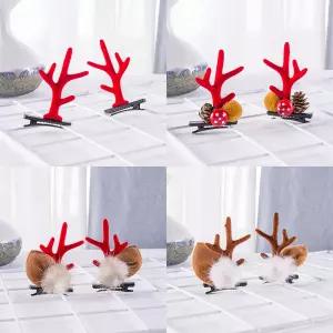 사슴뿔 장식 겨울 헤어핀 크리스마스 루돌프 집게핀