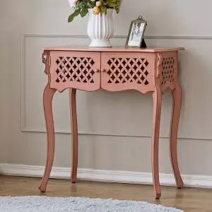 허니와이드램프테이블 콘솔협탁 엔틱핑크