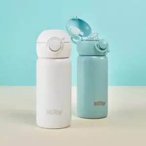 유치원 어린이집 스텐 원터치 물병ver.2  베리블루 크림화이트)