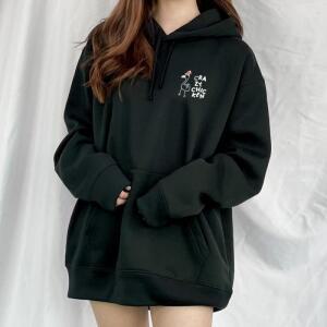 [험블] 흰색 오버핏 기모후드티 커플 후드티셔츠