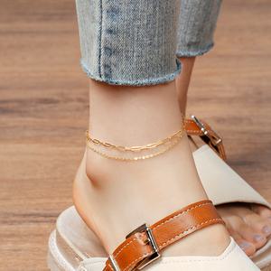 [골드팡] 14k 클리프투게더 클립체인 두줄 발찌