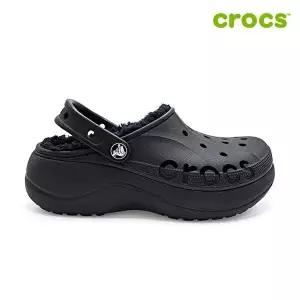 [크록스][크록스 정품] 바야 플랫폼 라인드 클로그 여성 털샌들 208708-001