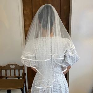 75cm 긴 스튜디오 촬영 결혼식 스냅 웨딩홀 면사포 베일 머리띠 파티 브라이덜샤워 신부 화관 셀프