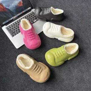 스니커즈 디자인 양기모 보온 슬립온 겨울 방한 사무실/병원/학원/학교/거실 기모 귀여운 털 실내화 5color