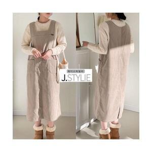 제이스타일리 멜빵치마 솜 안감 누빔 본딩 패딩 마론 원피스제이스타일리