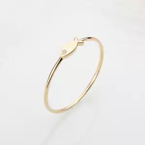 14k 럭키 라이트 큐 물고기 반지 수능 행운 금 애끼 손가락 자녀 우정링