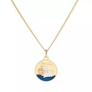 [비앤비골드] 14K 미아방지 유아 어린이 양띠 컬러 코인 목걸이 IRN32465