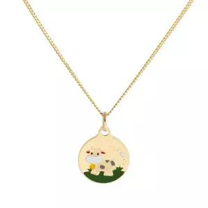 [비앤비골드] 14K 미아방지 유아 어린이 소띠 컬러 코인 목걸이 IRN32459
