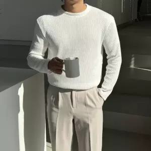 [피팅남](6컬러)남자 트이 머슬핏 골지 스판 라운드 니트티