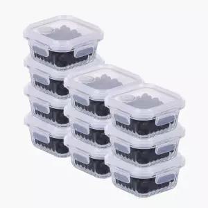 네오플램 웨이브락 내열유리 밀폐용기 V(스팀홀) 밥용기 10p(정사각 320mLx10)